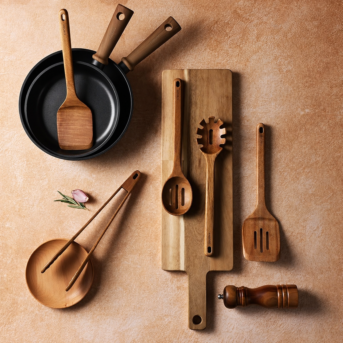 8-Piece Solid Wood Utensil Set