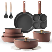 Carote 20pcs cookware set with detachable handle-burgundy with golden knob