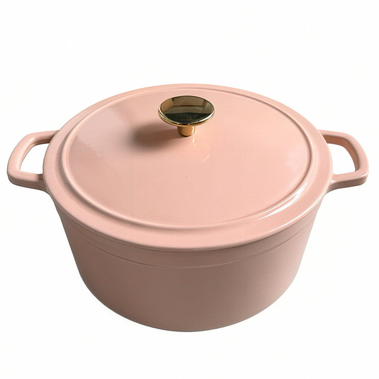 CAROTE 5QT Enameled Cast Iron Dutch Oven Pot with Lid, Heavy-Duty Dutch Ovens for Sourdough Bread Baking, Braising, Roasting, Dual Handles, Healthy & Non-Toxic, All Stovetop Compatible, Oven Safe up to 500° F, Macaron Pink
