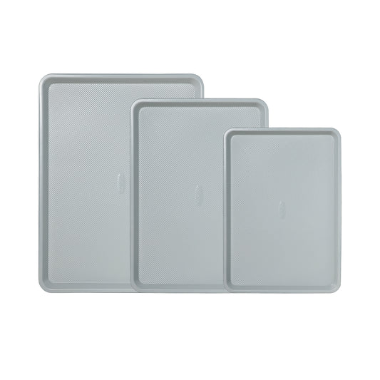 CAROTE 3-Piece Baking Pan Set - Bakeware Set, Baking Sheet Set Including 13 Inch 15 Inch 17 Inch Sheet Pan, Cookie Sheet for Baking, Royal Violet, Blue & Grey