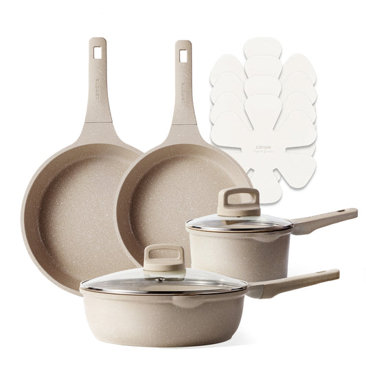 CAROTE Pots and Pans Set Nonstick, Cookware Set Non Stick, Induction Cookware Sets, Kitchen Cooking Set with Stay-Cool Handles, 10 Piece