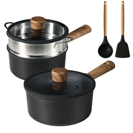CAROTE 7pcs pans and pots non stick set black