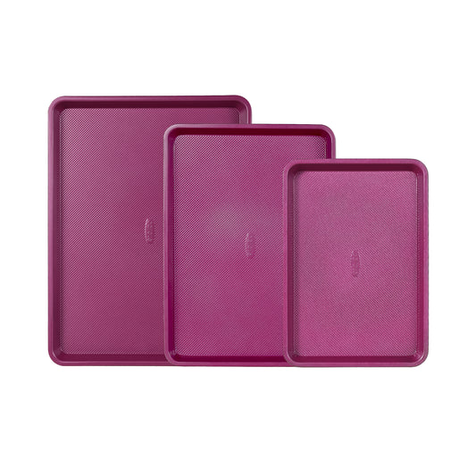 CAROTE 3-Piece Baking Pan Set - Bakeware Set, Baking Sheet Set Including 13 Inch 15 Inch 17 Inch Sheet Pan, Cookie Sheet for Baking, Royal Violet