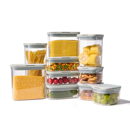 CAROTE Food Storage Containers with Lids 20 PCS BPA-Free Plastic Food Storage Set Air Tight Kitchen and Pantry Organization Canisters for Cereal/Dry Food/Flour/Sugar, (Sage Green/Grey)