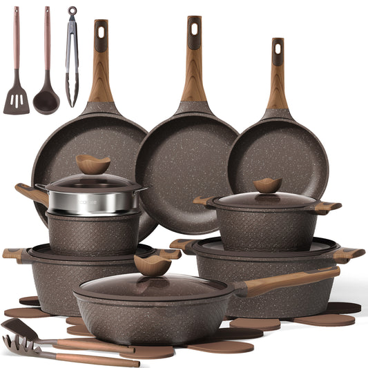 CAROTE 26PCS Pots and Pans Set Non Stick, Cookware Set Pots and Pans Induction Cook Ware, Nonstick Kitchen Cooking, PFOA Free