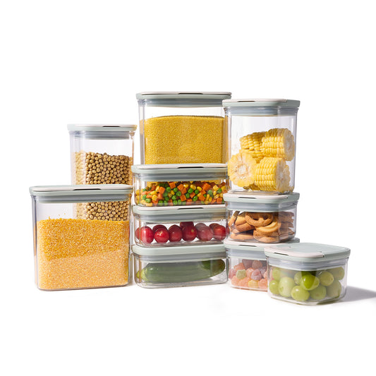 CAROTE Food Storage Containers with Lids 20 PCS BPA-Free Plastic Food Storage Set Air Tight Kitchen and Pantry Organization Canisters for Cereal/Dry Food/Flour/Sugar (Sage Green/Grey)