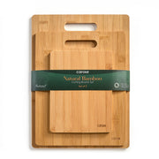 CAROTE 3pcs Bamboo Cutting Boards for Kitchen, Wood Cutting Board Set with Handle Ideal Charcuterie & Chopping for Meat, Vegetables & Fruit (Pre Oiled, Solid Bamboo)