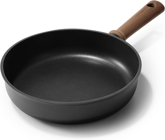 CAROTE Titanium Pan Non Stick Frying Pans, Nonstick Skillet Chef's Pan, Compatible with All Stoves, Black, 8''