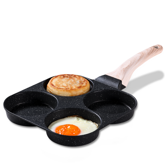 CAROTE Egg Pan Omelette Pan, 4-Cup Nonstick Granite Omelette Skillet - Pancake Pan and Healthy Egg Cooker Suitable for Gas Stove & Induction Cookware, Black