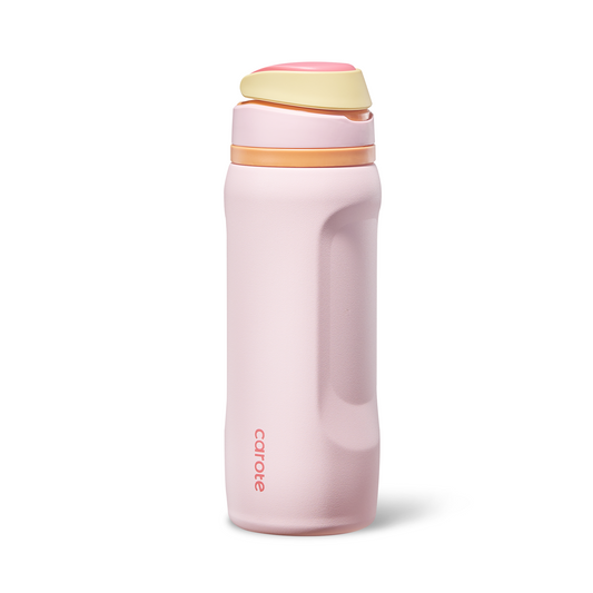 CAROTE Sip Free Insulated Stainless Steel Water Bottle with Straw, BPA-Free Sports Water Bottle, Great for Travel, Sunshine Coast Handle Tumbler, 32 Oz, Pink Peach