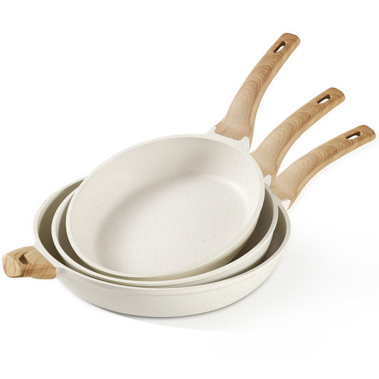 CAROTE 3 frying pans set, pans non stick set, white