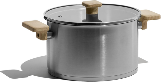 CAROTE Stainless Steel Stock Pot - 5.5 Quart Heavy Duty Induction Cooking Pot with Visible Lid for Pasta, Soup, Spaghetti, Bottom Big Stockpot, Deep Cookware for Canning, Boiling, Simmer