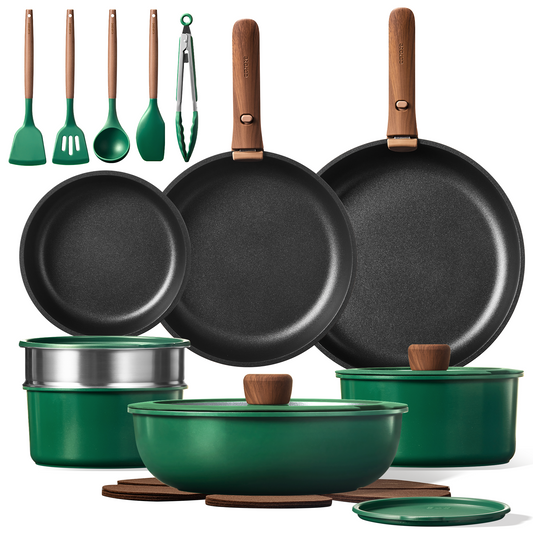 CAROTE 23 PCS Pots and Pans Non Stick, Cookware Sets Detachable Handle, Induction Kitchen Pots and Pans,NonStick Cooking Set, Oven/Dishwasher/Fridge Safe, Space Saving