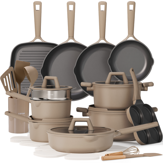 CAROTE 31PCS Pots and Pans Set, nonstick cookware set Kitchen Non stick Induction Cookware Non-toxic Granite Cooking set