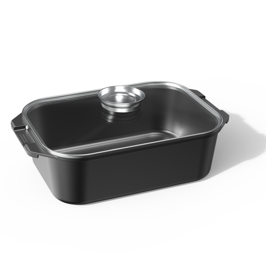 CAROTE 15.9 Inch Roasting Pan with Lid, Rectangular Nonstick Roaster Pan for Ovens, Pot Roast with Rack & Gloves