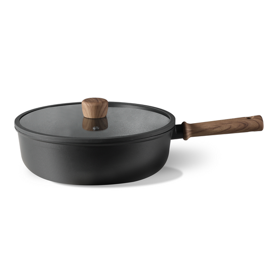 CAROTE Nonstick Skillet, Nonstick Deep Frying Pan, 12" Saute Pan with Lid, Titanium Pan Chef's Pan, Stay-cool Handle, Compatible with All Stoves, Black