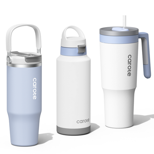 CAROTE 3-Piece Insulated Stainless Steel Tumbler Set, 40oz,32oz*2, Leak-Proof, Travel Mugs, Blue
