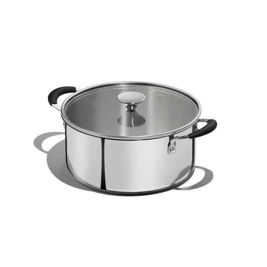 Carote Stainless Steel Stock Pot - 5 Quart Heavy Duty Induction Cooking Pot with Visible Lid for Pasta, Soup, Spaghetti, Bottom Big Stockpot, Deep Cookware for Canning, Boiling, Simmer, Silver