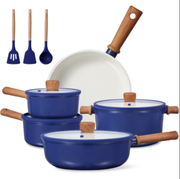 Carote 12Pcs Ceramic Cookware Set, Navy Blue