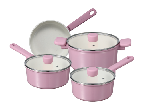Carote 7Pcs Pink Ceramic Cookware Set