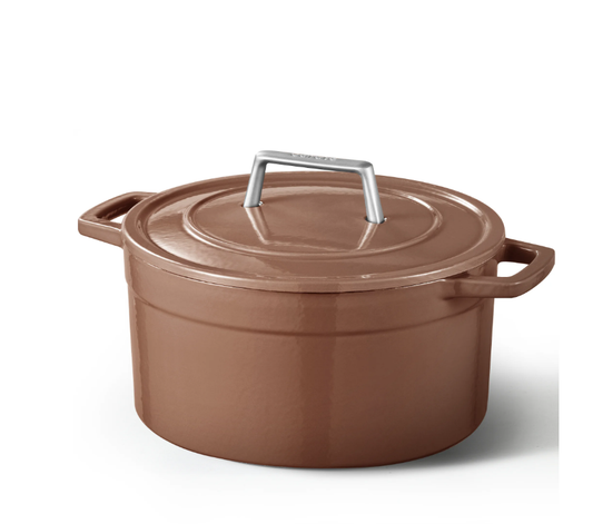 Carote 5QT Enamel Cast Iron Dutch Oven Pot for Sourdough Bread Stew Roast, Easy Cleaning, Brown