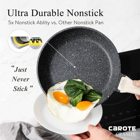 CAROTE 11pcs Nonstick Cookware Set Detachable Handle Induction
