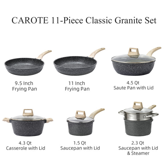 Carote Nonstick Induction Cookware Set 10 Piece, Healthy Non Stick