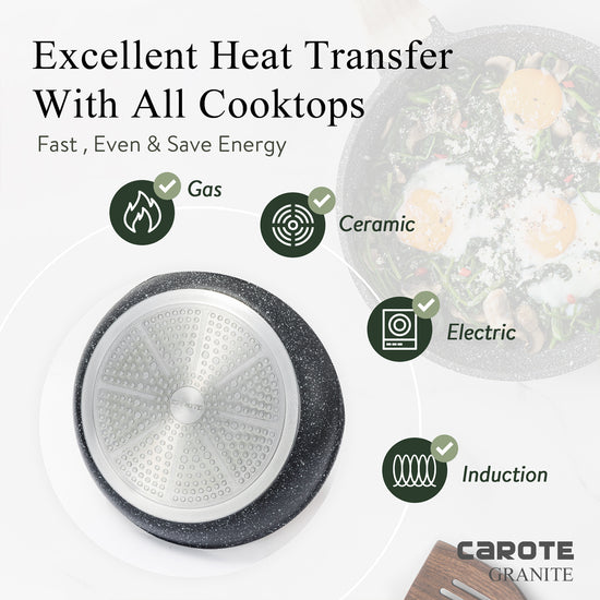 Carote Healthy Nonstick Granite 11 pcs Cookware Set Induction Ready